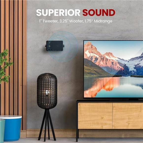 3-Way Indoor Outdoor Speaker System -3.5 Inch 200W Pair of Mini Box Ceiling Wall - Picture 2 of 7